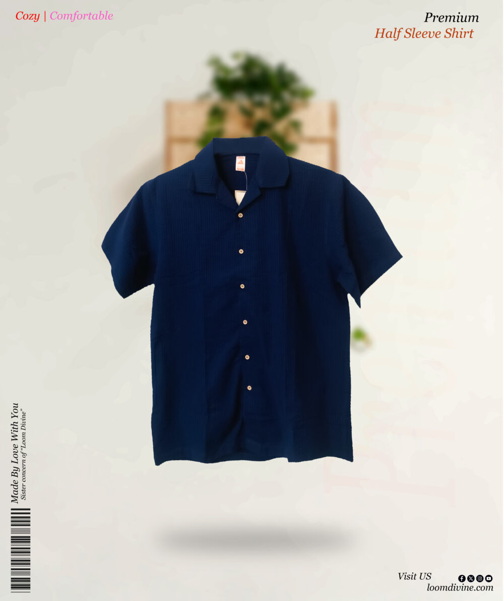 Premium Half Sleeve Shirt- Navy Blue